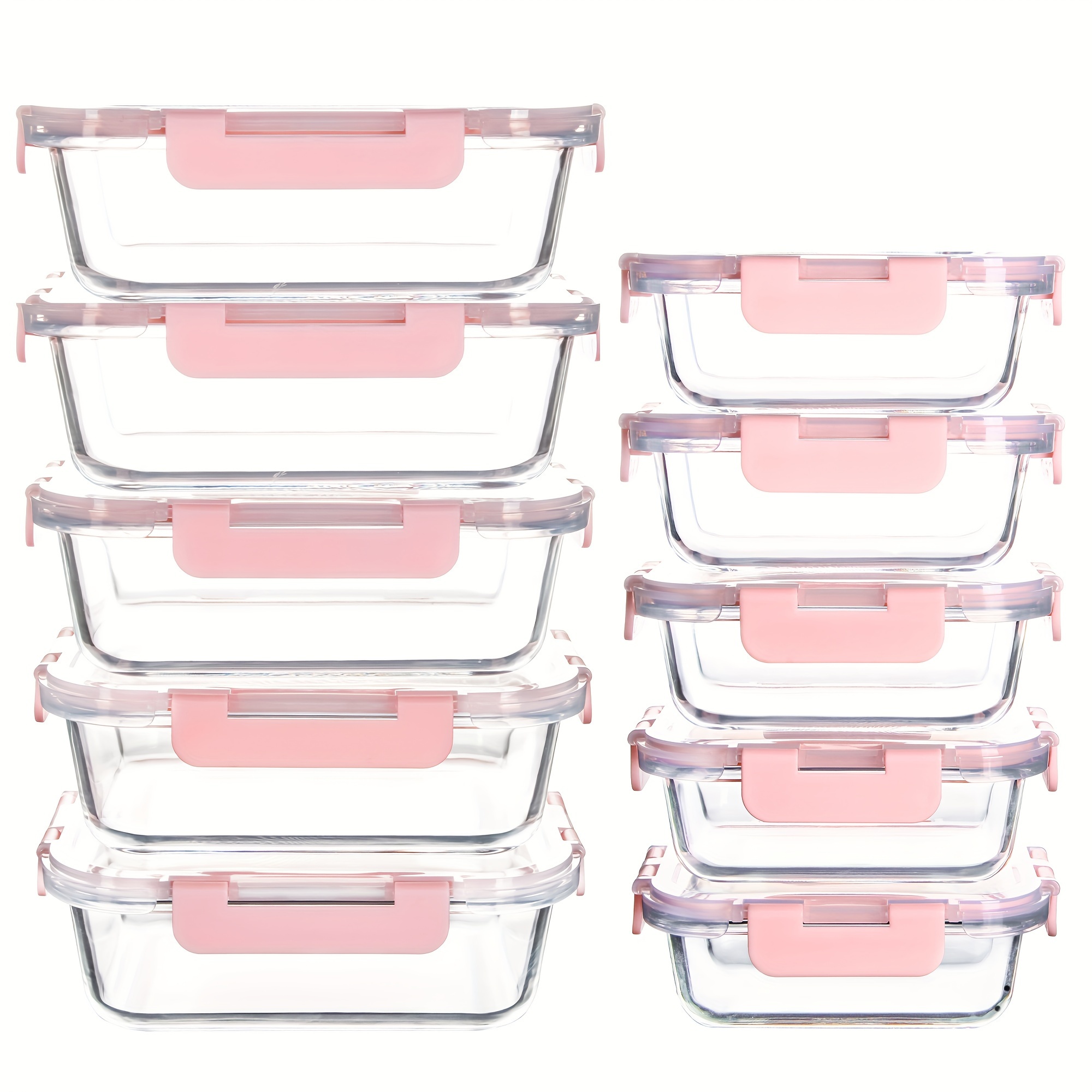 TEMU 2/8/10 Pack Glass Food Storage Containers With Lids, Meal Prep Containers, Reusable Lunch Boxes, Airtight Lids, Kitchen Organization Essential, Microwave, Oven, Freezer And Dishwasher
