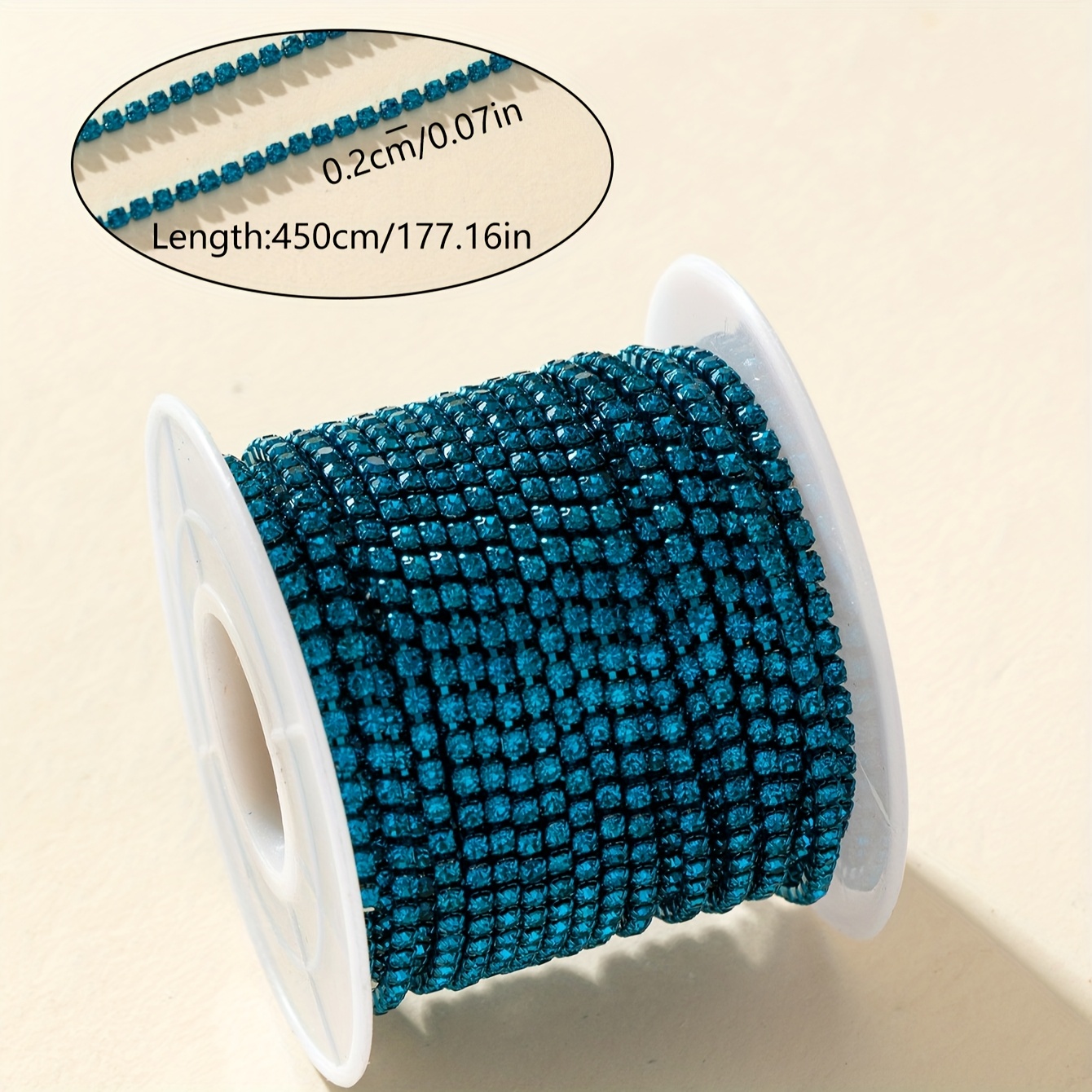 TEMU Un rotolo da 5 iarde di catena di strass colori speciali ultra-, adatta per decorazioni di nail art, abbigliamento e abbellimenti per scarpe,