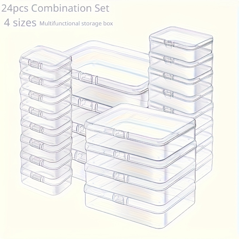 

24pcs Set Clear Plastic Storage Boxes With Lids - Multifunctional Mini Containers For Jewelry, Crafts, And Small Item Organization