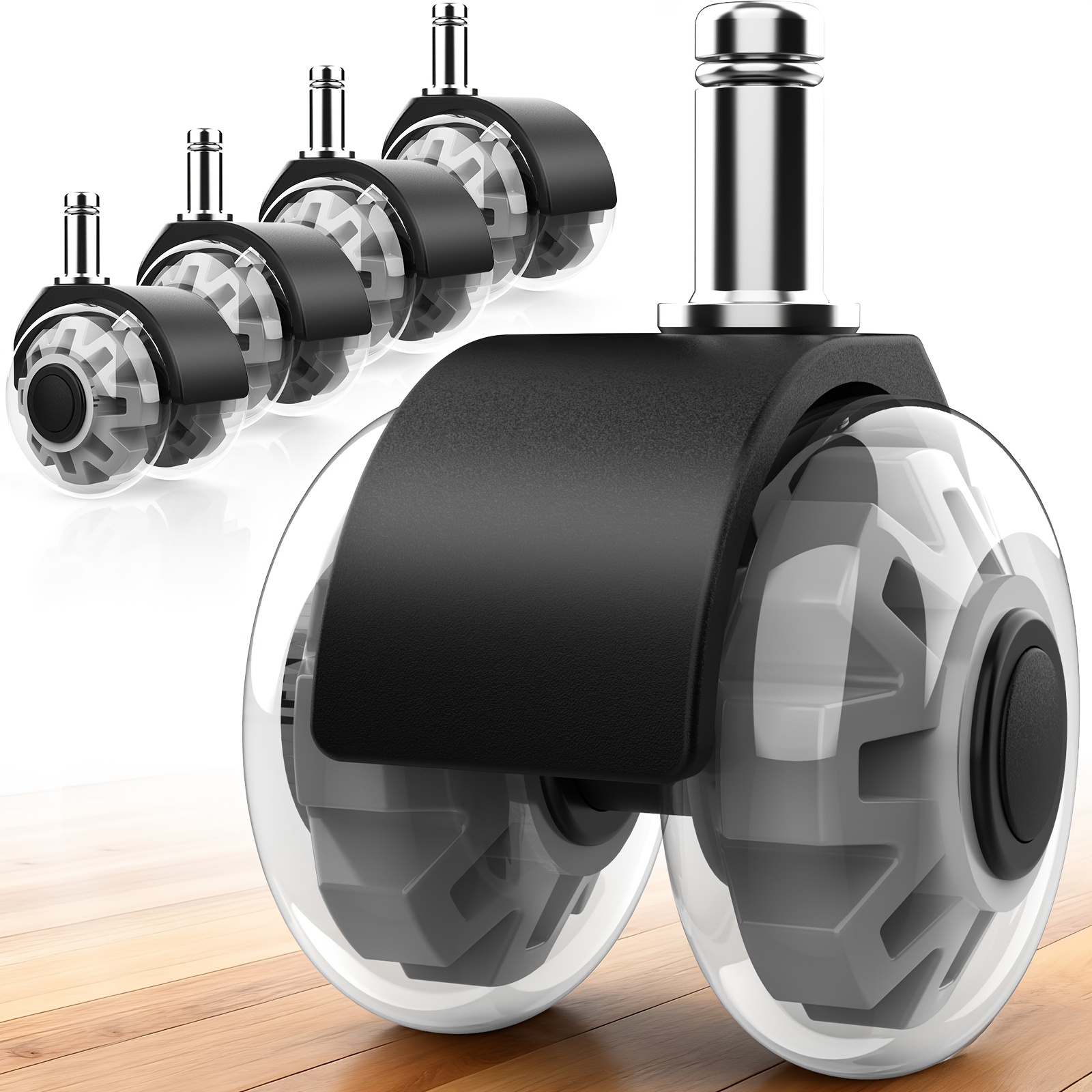 Image of 5pcs Set Of Replacement Office Chair Casters 11x25mm Suitable For Gaming Chairs & Swivel Chairs, Silent Double Ball Bearings, Scratch- Floor Casters Up To 318kg Load Capacity, Floor Protection For