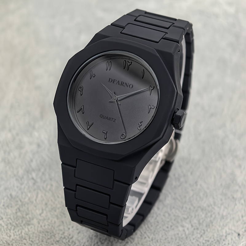 mens minimalist quartz watch with black arabic dial polygonal design durable silicone strap battery powered   fit for casual formal wear   gift for father s day graduation   everyday   sleek   clear visibility batteryoperated   contemporary style  able strap professional accessory Product details 4