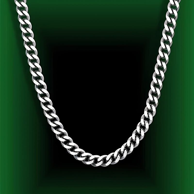 

1pc Yanhui Men's Fade-resistant Titanium Steel Necklace - Stylish Hip Hop Punk 7mm Cuban Link Chain, Stainless Steel, Ideal For Party & Streetwear Fashion