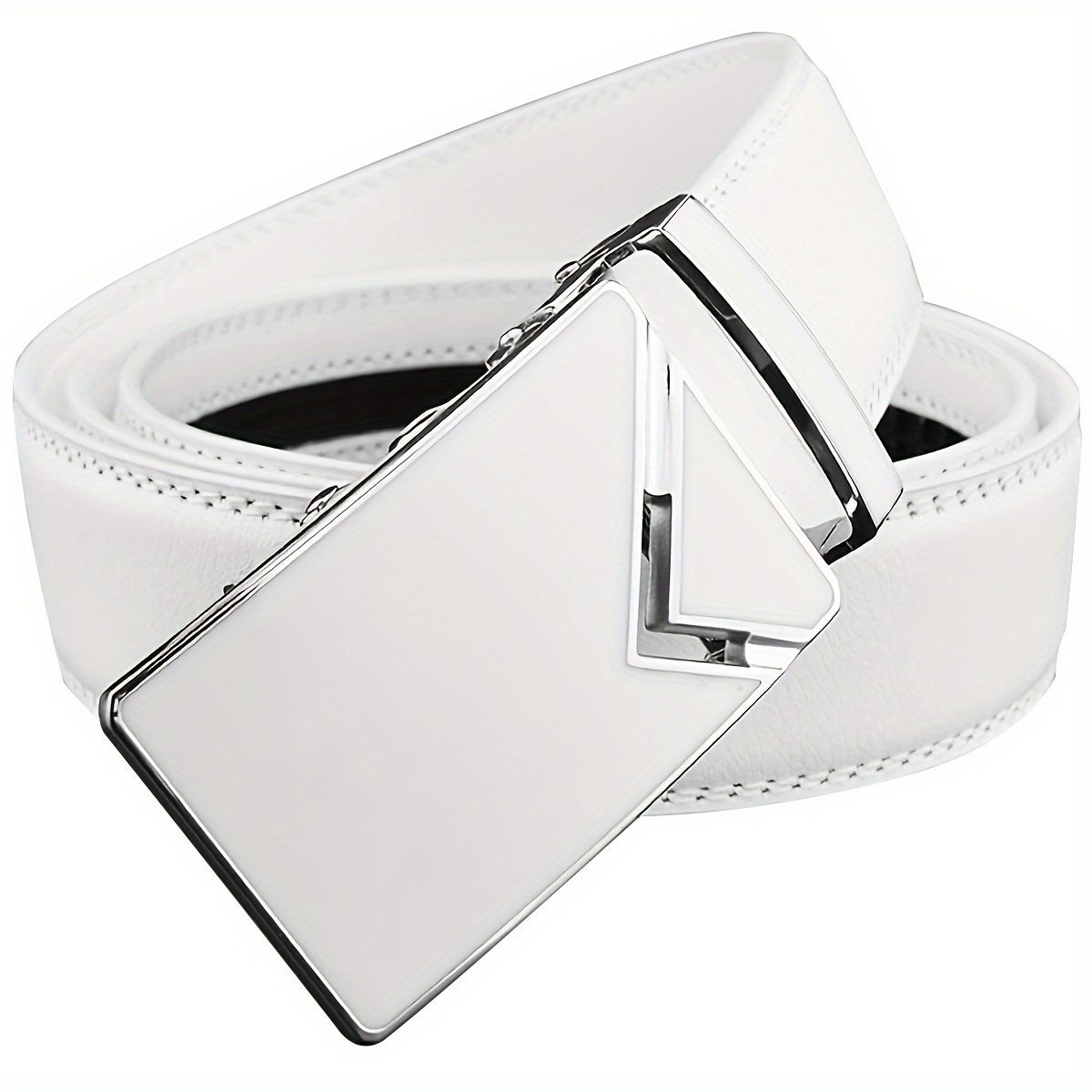 

3.5cm Wide White Belt With Automatic Alloy – Stylish And For Casual Attire