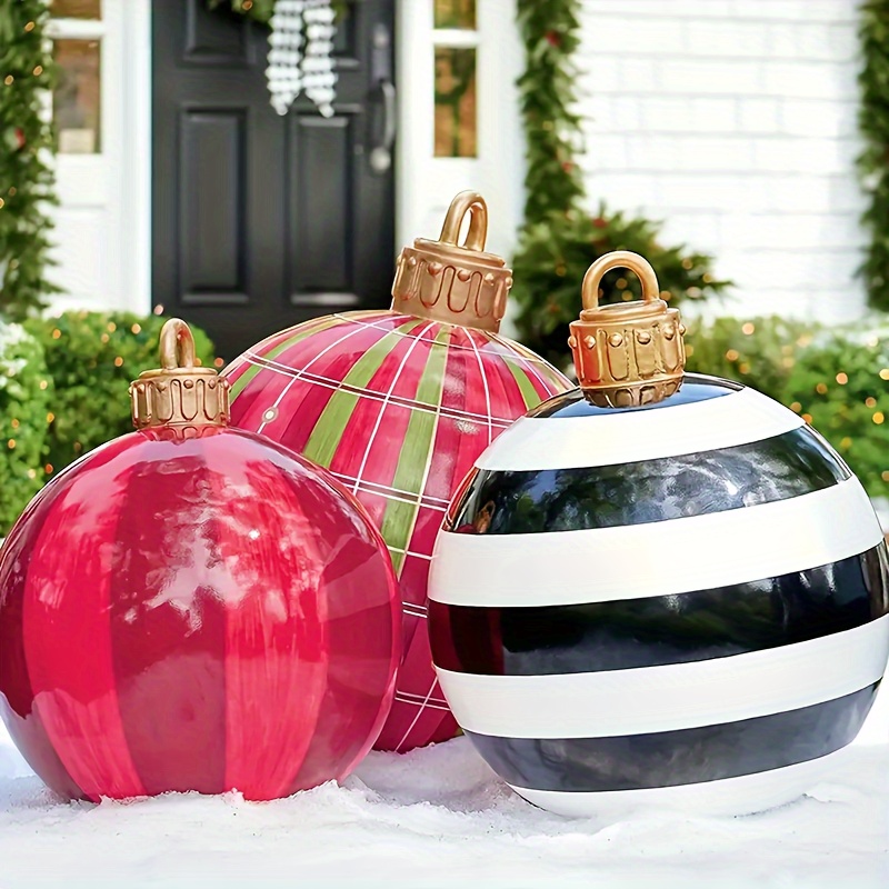 

[ des Clients] Grosse Boule de Décoration de Noël Gonflable de 24 Pouces - Ornement de Décoration Extérieure pour les Fêtes, Facile à Installer, et Réutilisable pour Pelouse, Jardin et Patio