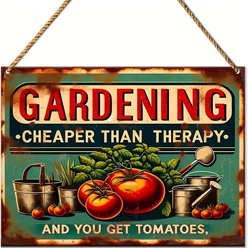 

1pc Rustic Wooden Garden Sign "gardening , You Get Tomatoes" - 7.87 X 5 Inch Wall Art Decor For Home, Bar, Cafe, Garage - Festive Artistic Wooden Plaque