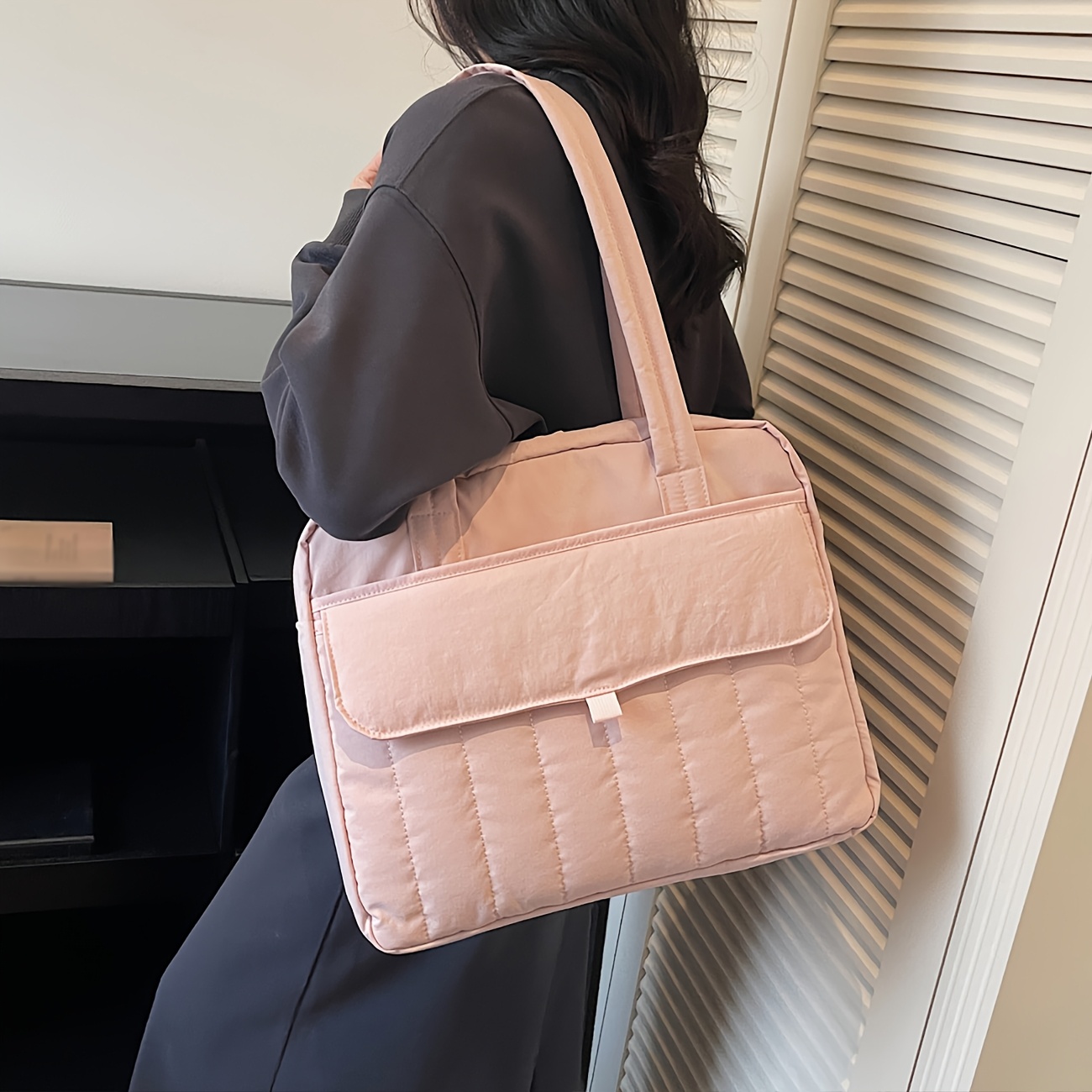 Laptop Tragetasche Für Damen Gesteppte Schultertasche Groß_voghion.com