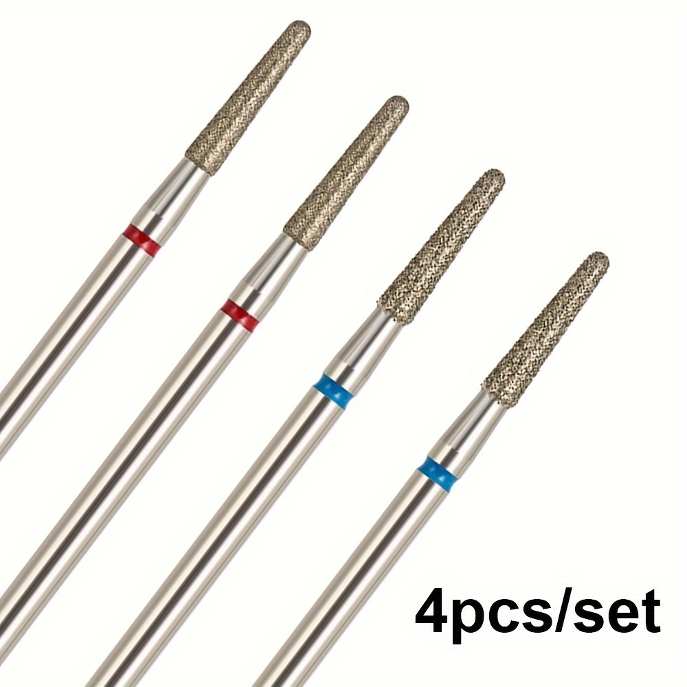 4pcs Drill Bit Set For Manicure & Pedicure - Cuticle Removal, Dead Skin Prep, With Case
