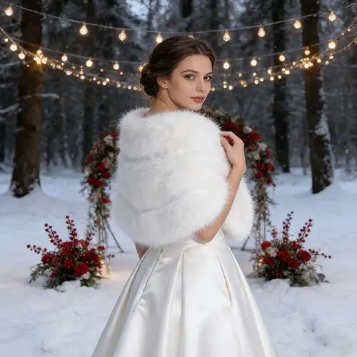 black dress with white fur shawl OLD MONEY Faux Fur Wrap Shawl Luxe Vintage-Inspired Evening Wrap White / One Size