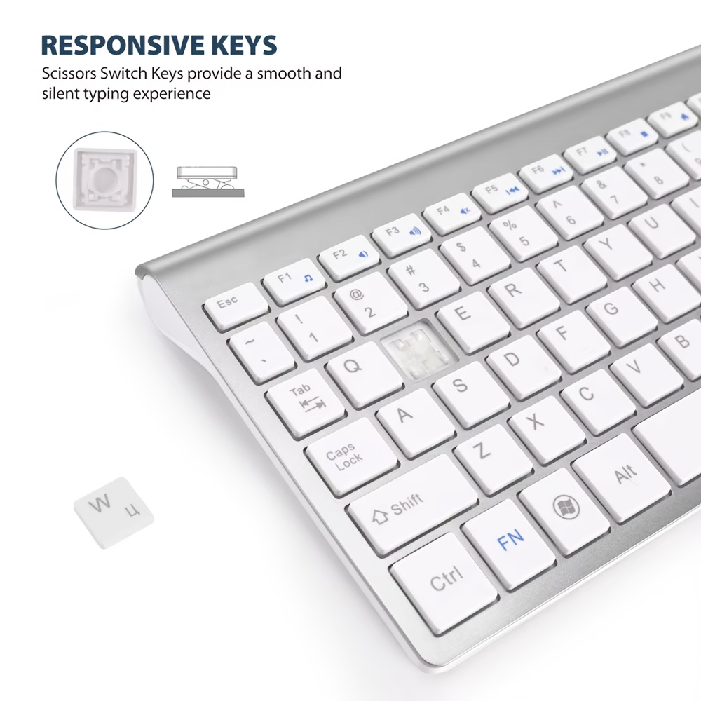 Wireless Keyboard And Mouse Set with Full-Size USB Connection, Featuring a Quiet 2.4Ghz Keyboard And Mouse, Designed to Be Lightweight And Slim, Ideal for Home Office Use