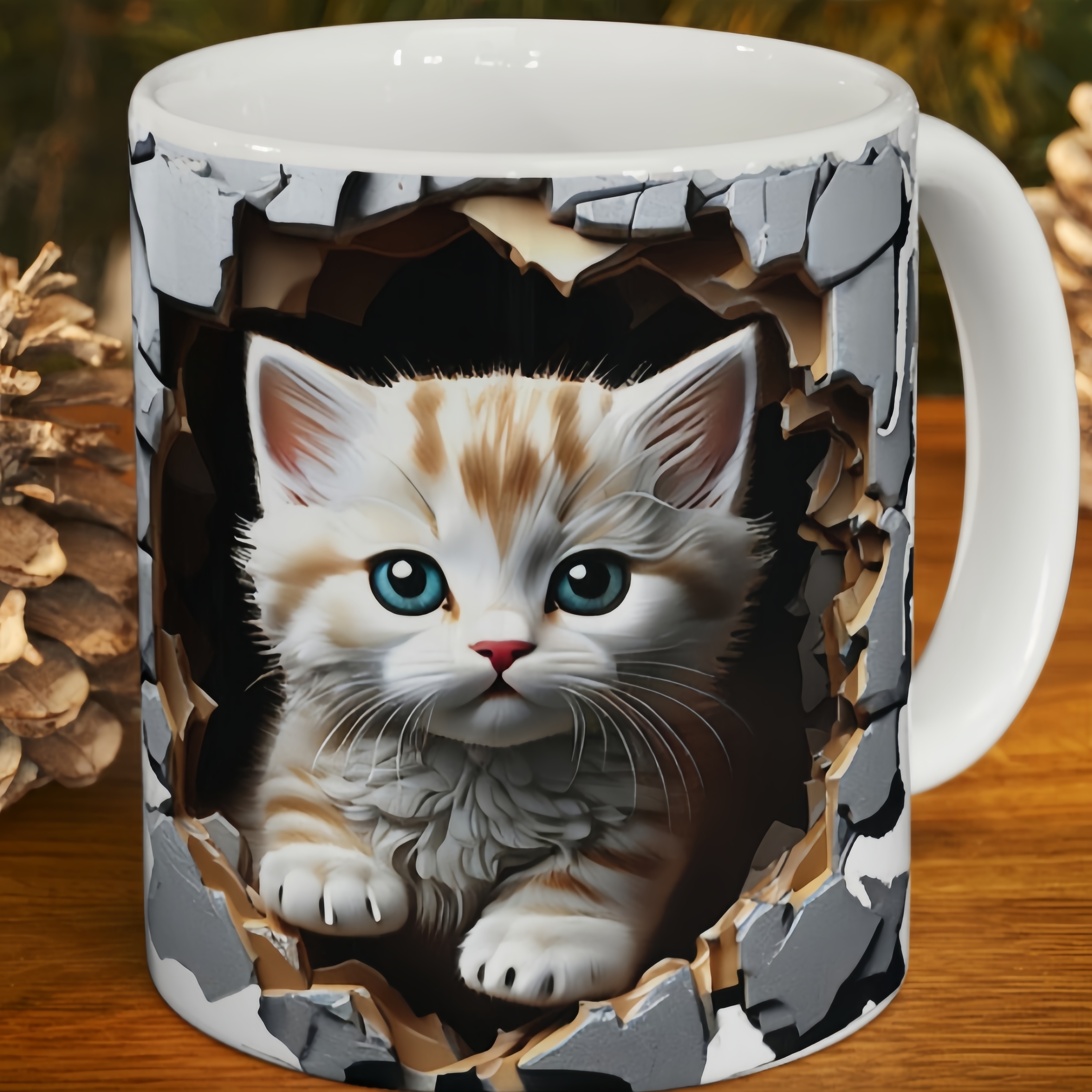 

1pc Peekaboo Cat 3d Uv Dtf Cup Wrap Sticker Transfer Self-adhesive Decal For Mugs & Bottles, Durable Polyester Fiber, Home Decor Useful Sticker, Fits 16oz Glassware, Scratch-resistant Crystal Label