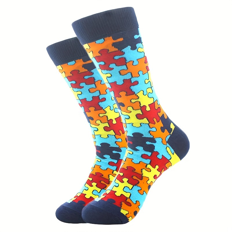 

de puzzle 1 paire de chaussettes pour hommes, chaussettes décontractées confortables, chaussettes de sport pour le fitness en , le basket-ball et à pied.