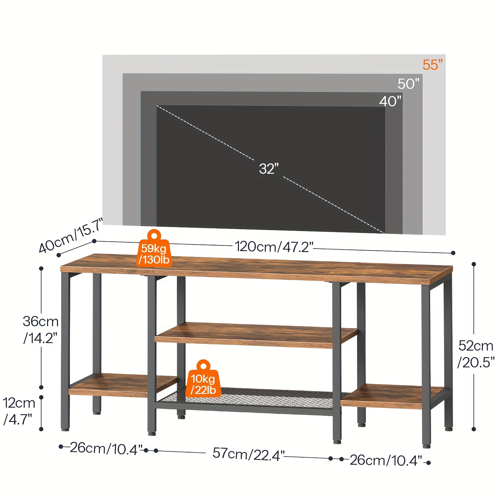 Retro Industrial Cabinet - 120 X 40 X 52cm Large Capacity Storage Display Rack, Sturdy And Stable Structure, Easy Assembly, Multi-scene Use, A Must-have For Modern Homes
