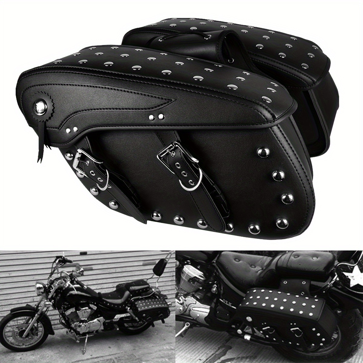 Sacoche Latérale Moto En Cuir PU - Mini Sac De Selle Antivol Noir