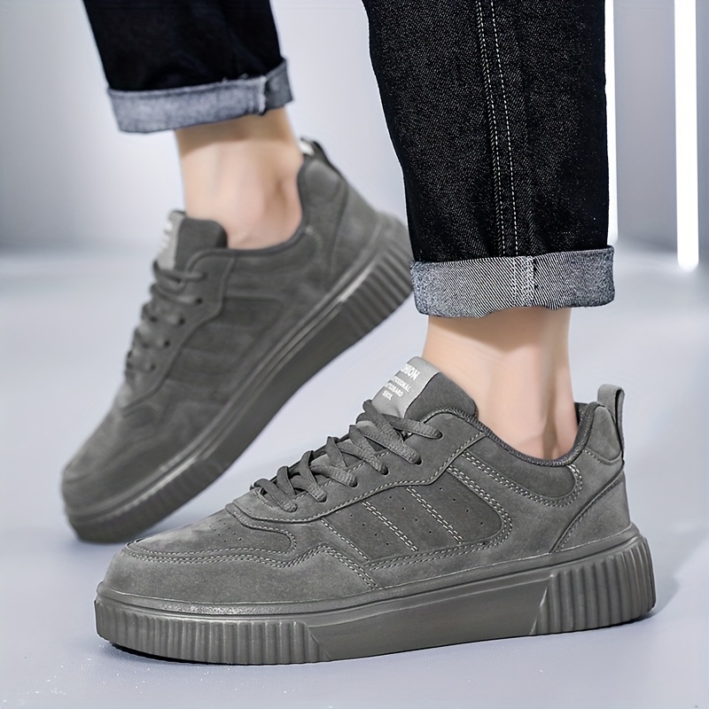 Men's Plus Size Lightweight Lace-Up Sneakers - Casual & Sporty, Beige Low-Top Skate Shoes with Durable MD Sole, Comfortable EVA Insole, Perfect for Casual Attire, Running & Outdoor Activities