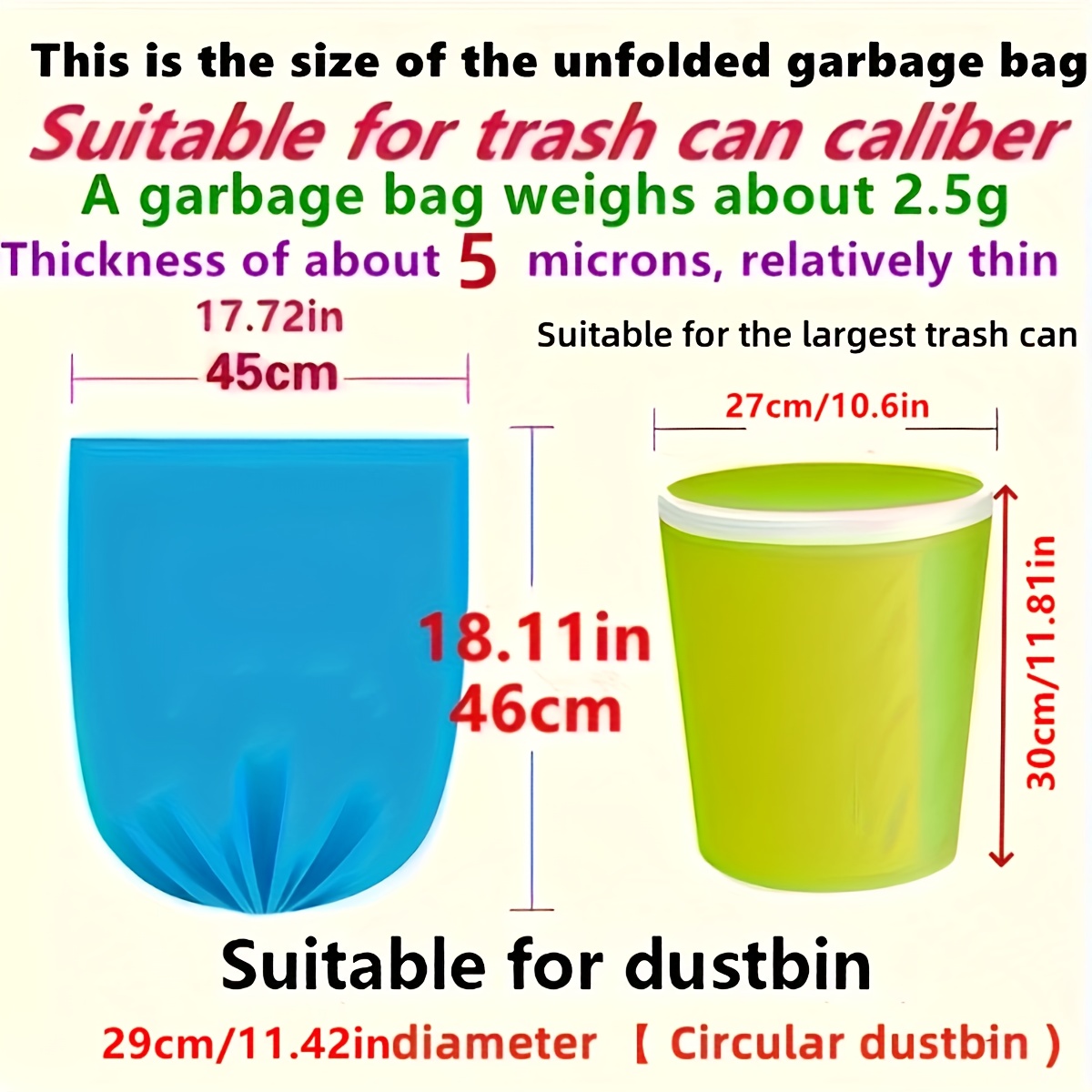 100pcs multi purpose disposable garbage bags   home   ideal for living room bedroom outdoor bathroom 17 72 x 19 69 inches details 3