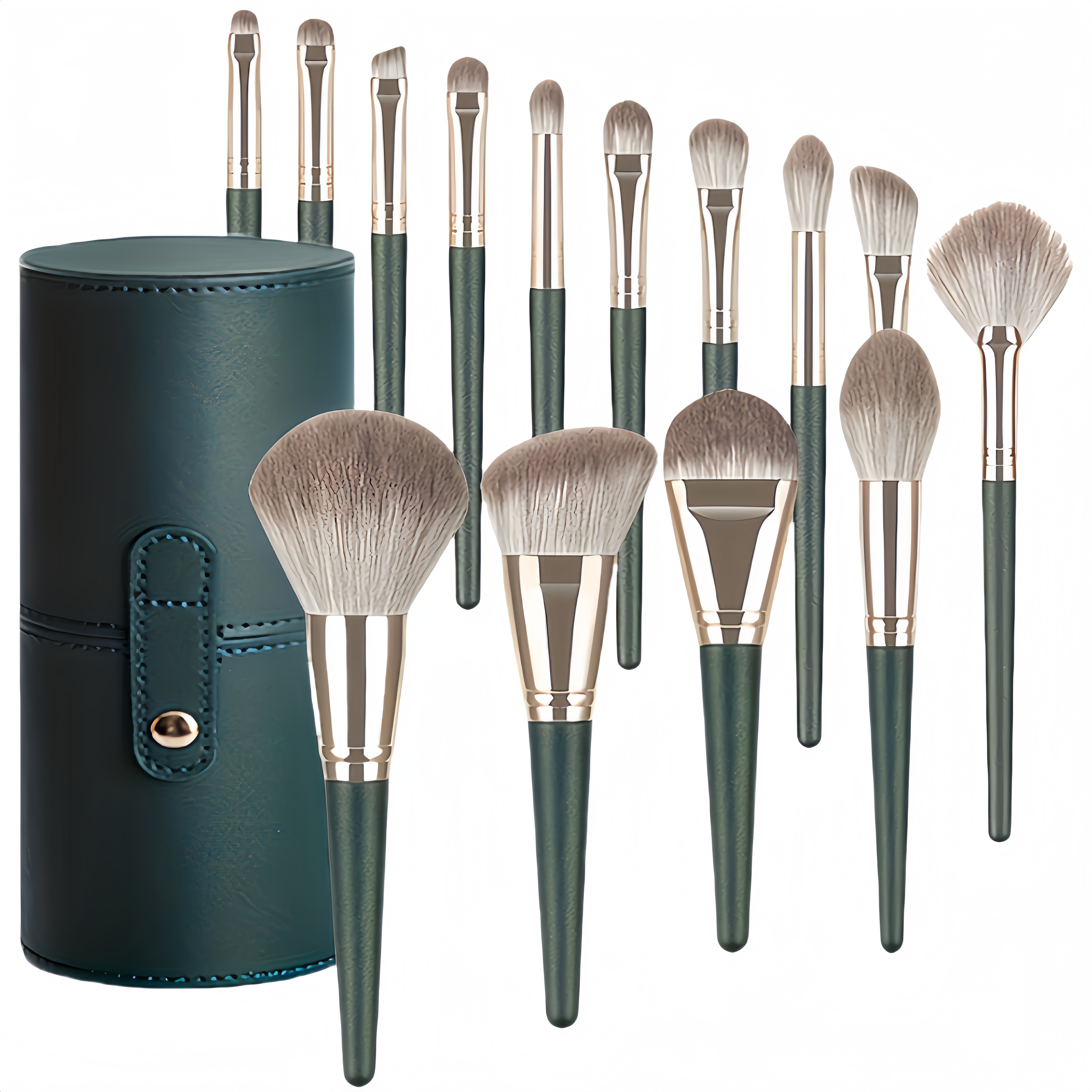 

14pcs Hypoallergenic Set Bristles , Abs - Includes Foundation, Powder, Blush, Eye , , Concealer Brushes &