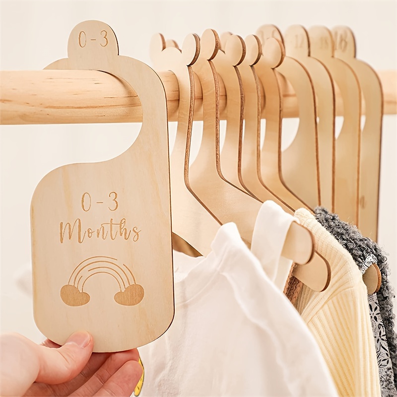 

Séparateurs de taille de placard pour bébé en bois, étiquettes de suspension pour vêtements, pièces en bois