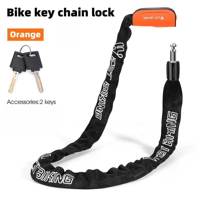 Image of West Biking Heavy Duty Anti-theft Bike Lock With Key Lock System & Polished Chain - Wear-resistant Security Lock Suitable For Mtb, Road, E, Scooters, Motorcycles ( Bike Lock For Cycling Accessories)