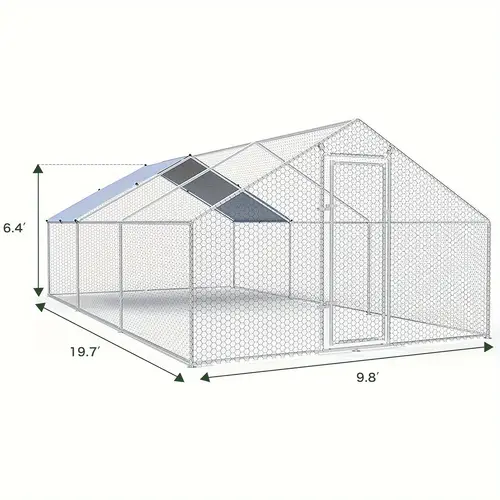 large metal chicken coop walk in poultry cage pen dog kennel with waterproof and anti ultraviolet cover for outdoor farm use 9 8 l x 19 7 w x 6 4 h