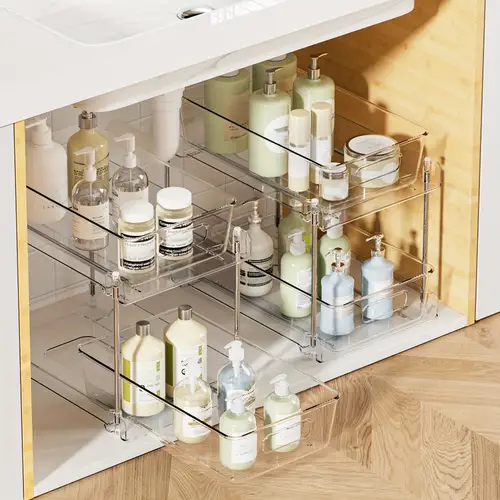 1pc 2pcs bathroom organizers and storage under sink organizer plastic storage drawers 2 tier clear vanity countertop storage container anizers for kitchen bathroom pantry closet