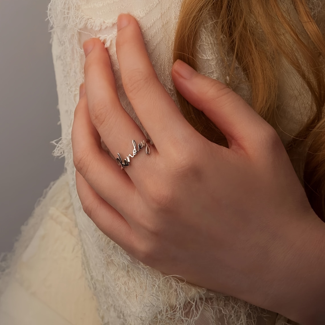 TEMU Custom Minimalist Fashion Name Ring Personalized Couple's Dual Names Adjustable Open Stainless Steel Wedding Band Women's Trendy Jewelry English Only