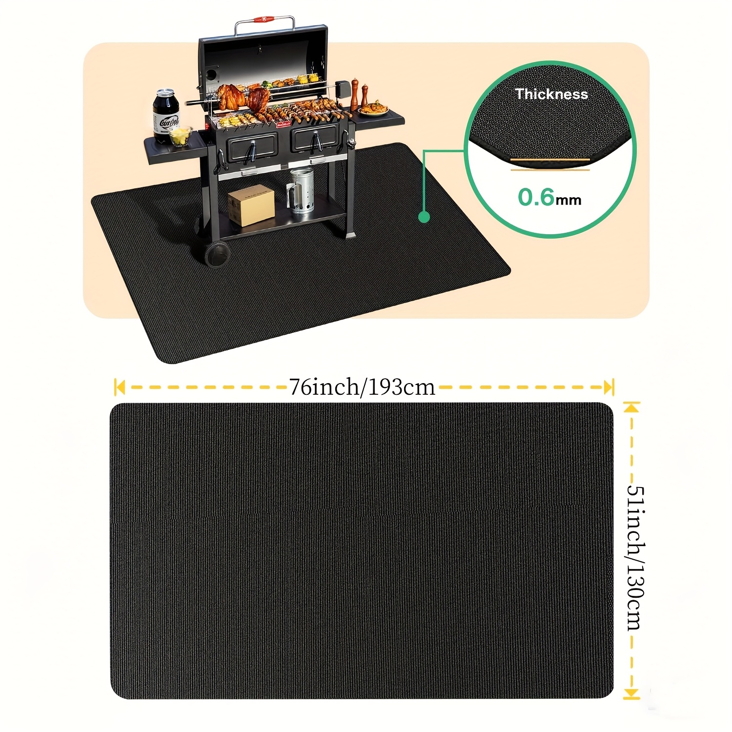 TEMU Large Bbq Grill Mat Double-sided, Fireproof, And Heat-resistant, Suitable For Outdoor Grills, Fireplaces, Fire Pits, And Smokers. It Serves As A