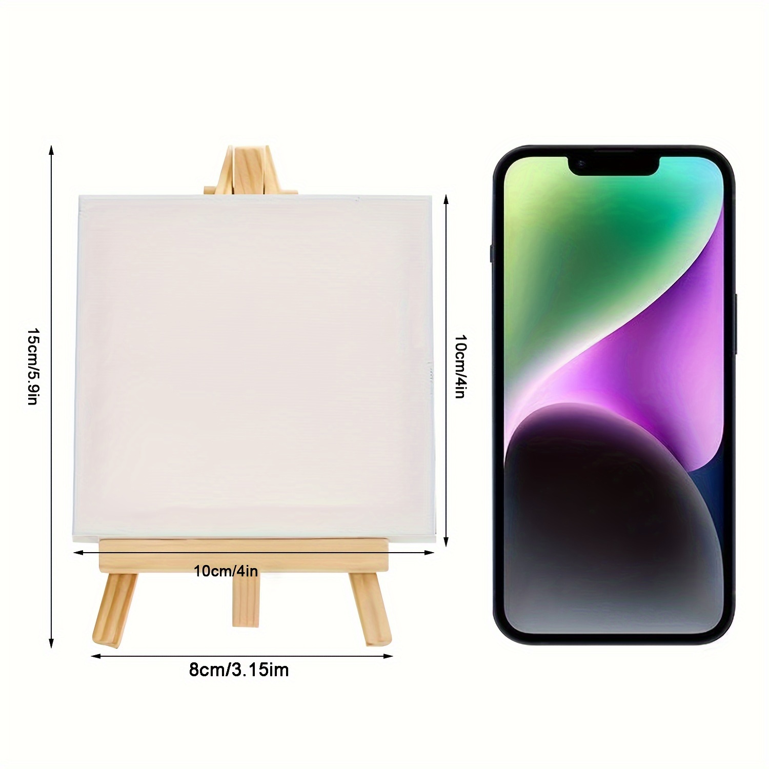 8 pack 4inx 4in mini canvas and easel set small art easel stand with canvas set tabletop wooden display stand and canvas panels for artist adults painting