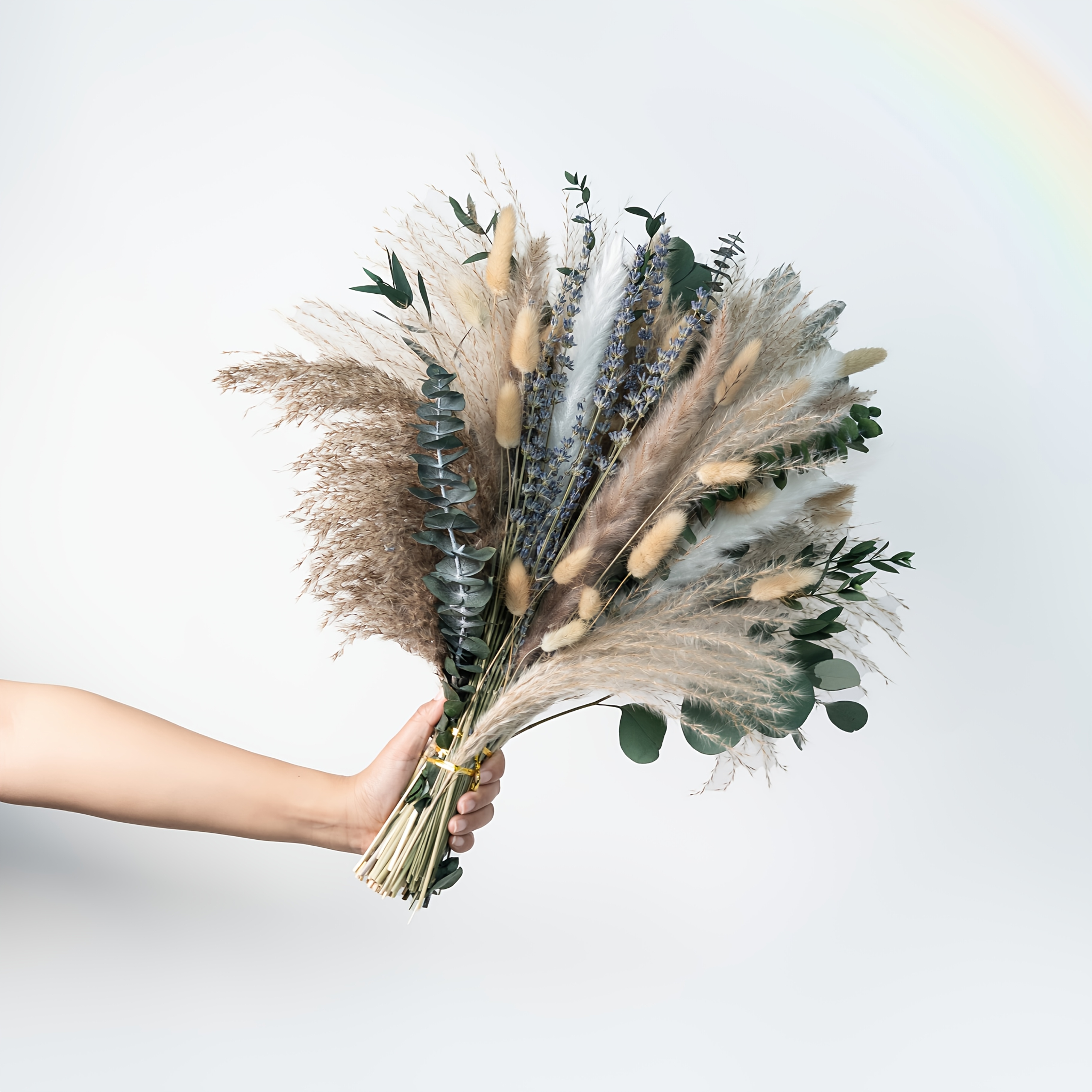 Boho Chic Dried Flower Bouquet - Pampas Grass, Lavender & Eucalyptus Combo For Home Decor Perfect For Christmas, Valentine's, Mother's Day, Graduation, Father's Day