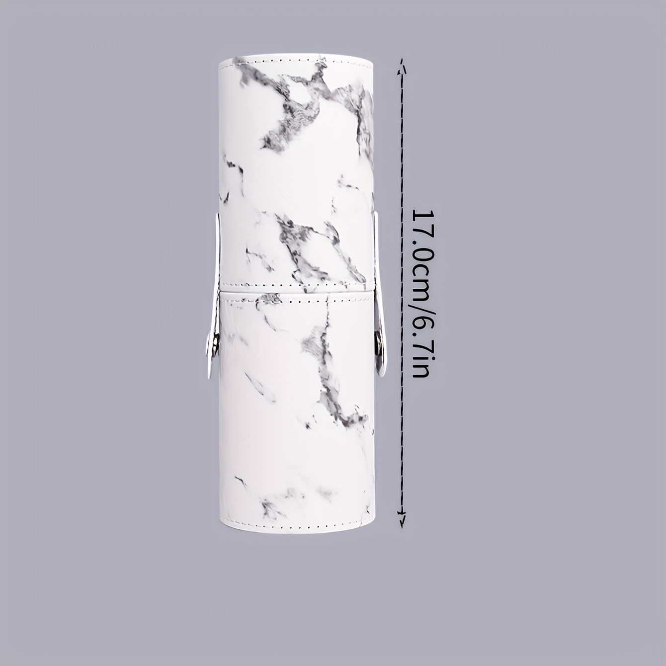 TEMU 1pc New Marble-pattern Makeup Brush Storage Jar, Large Capacity, Dustproof With Lid, Desktop Cylinder, Multi-functional Makeup Organizer Tool