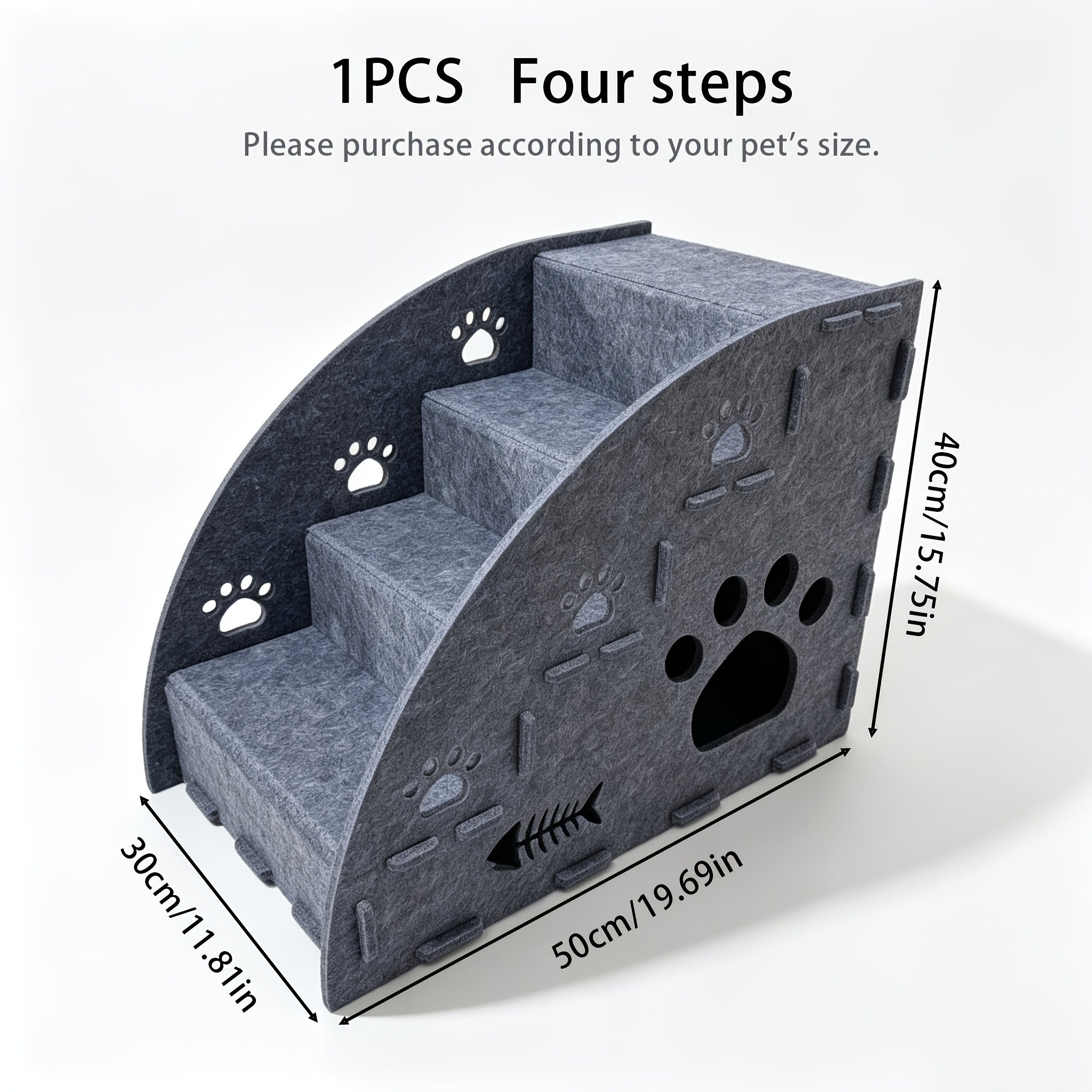 TEMU 3-in-1 Multifunctional Felt Pet Stair Ramp, Gentle Slope Non-slip Cat Steps, For Sofa And And Down, 3 Sizes Available (small/medium/large),