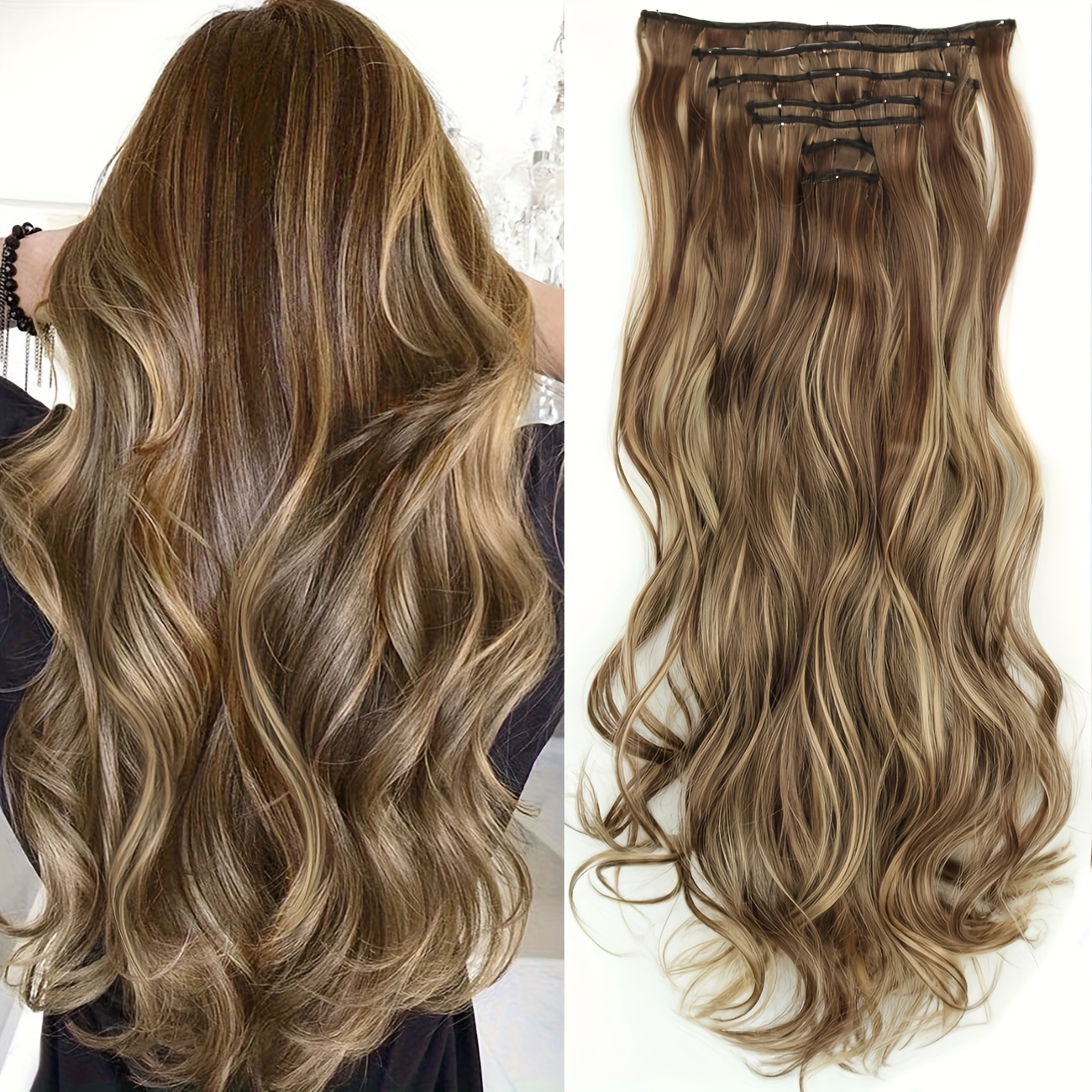 wig clip in hair extensions for women 16 clip curly hair extensions 7 sets of extensions 24inch   wig for everyday parties   and elegant   wig pieces halloween details 1