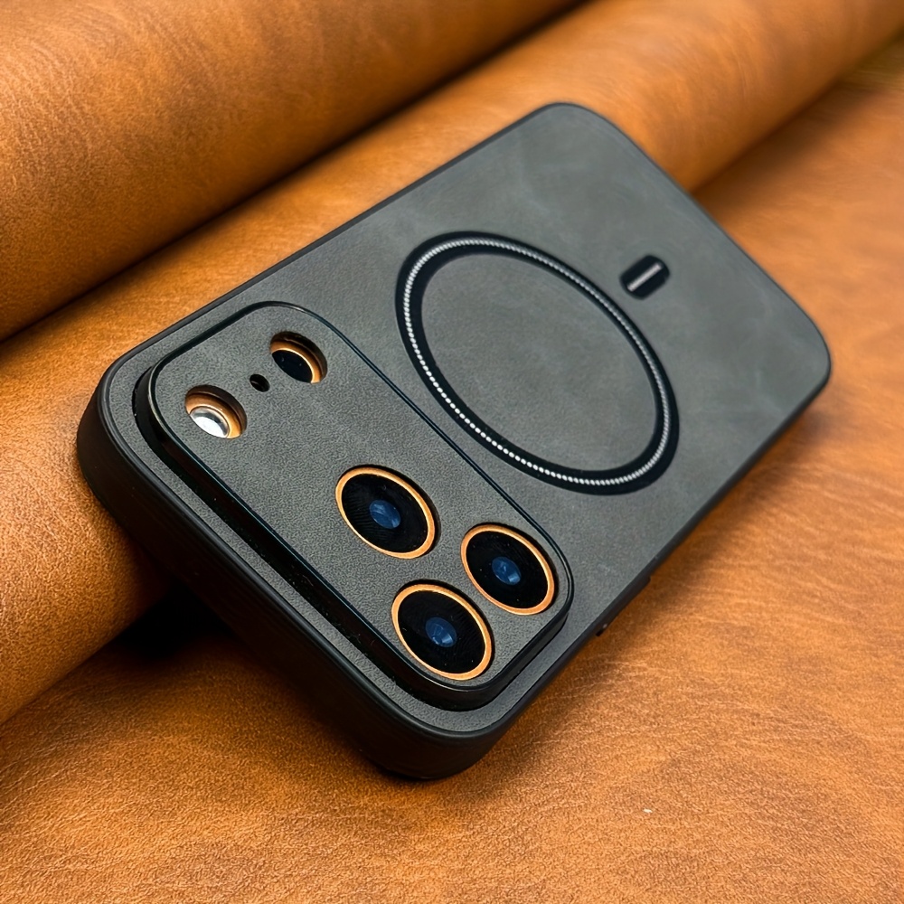 TEMU Phone Case - Luxury Business Retro Artificial Sheepskin Faux Leather Magnetic Phone Case Suitable For Iphone 11 12 13 17 18 Pro Max 18promax