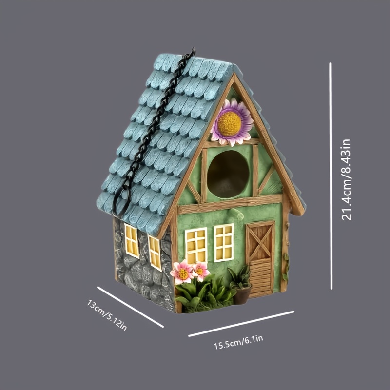 Vintage Villa-style Birdhouse Made Of Resin, Perfect For Outdoor Use In Courtyards Or Settings - Includes 1 Hanging Bird Nest