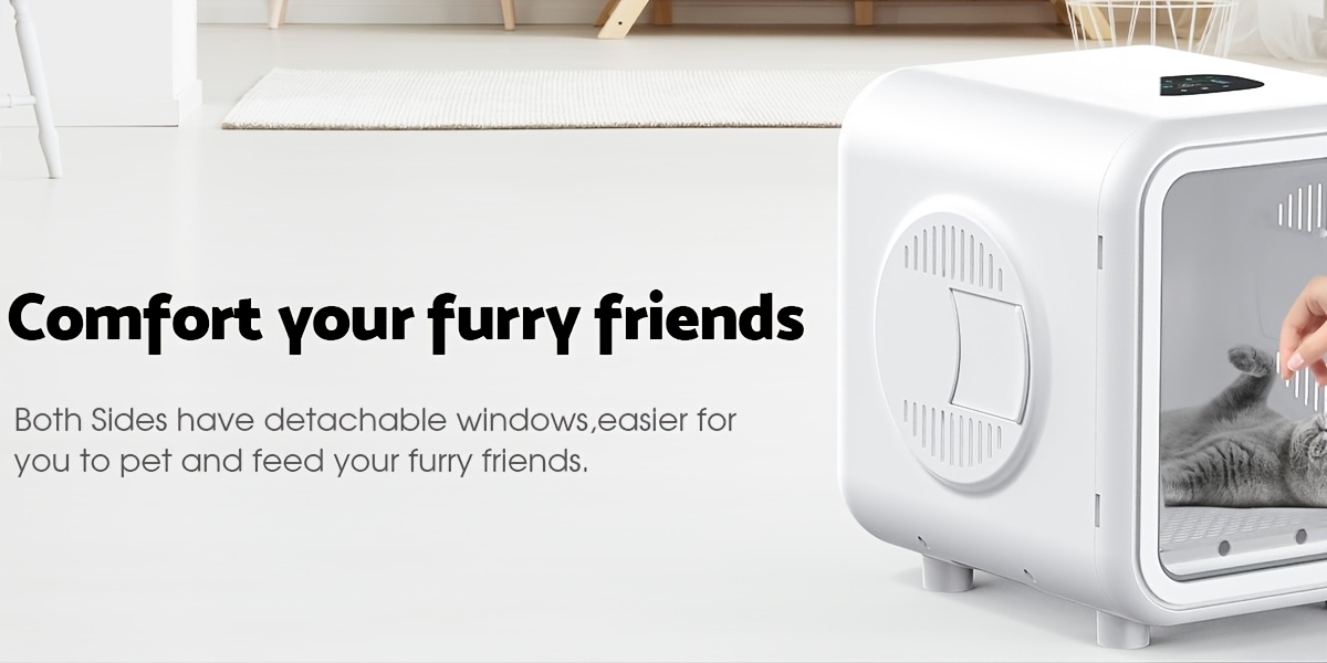 Cobuy Pet Dryer Box 68L, 15Min Fast 360° Drying, No More Pet Scared of Blower, 5 Modes for Cats Small Dogs