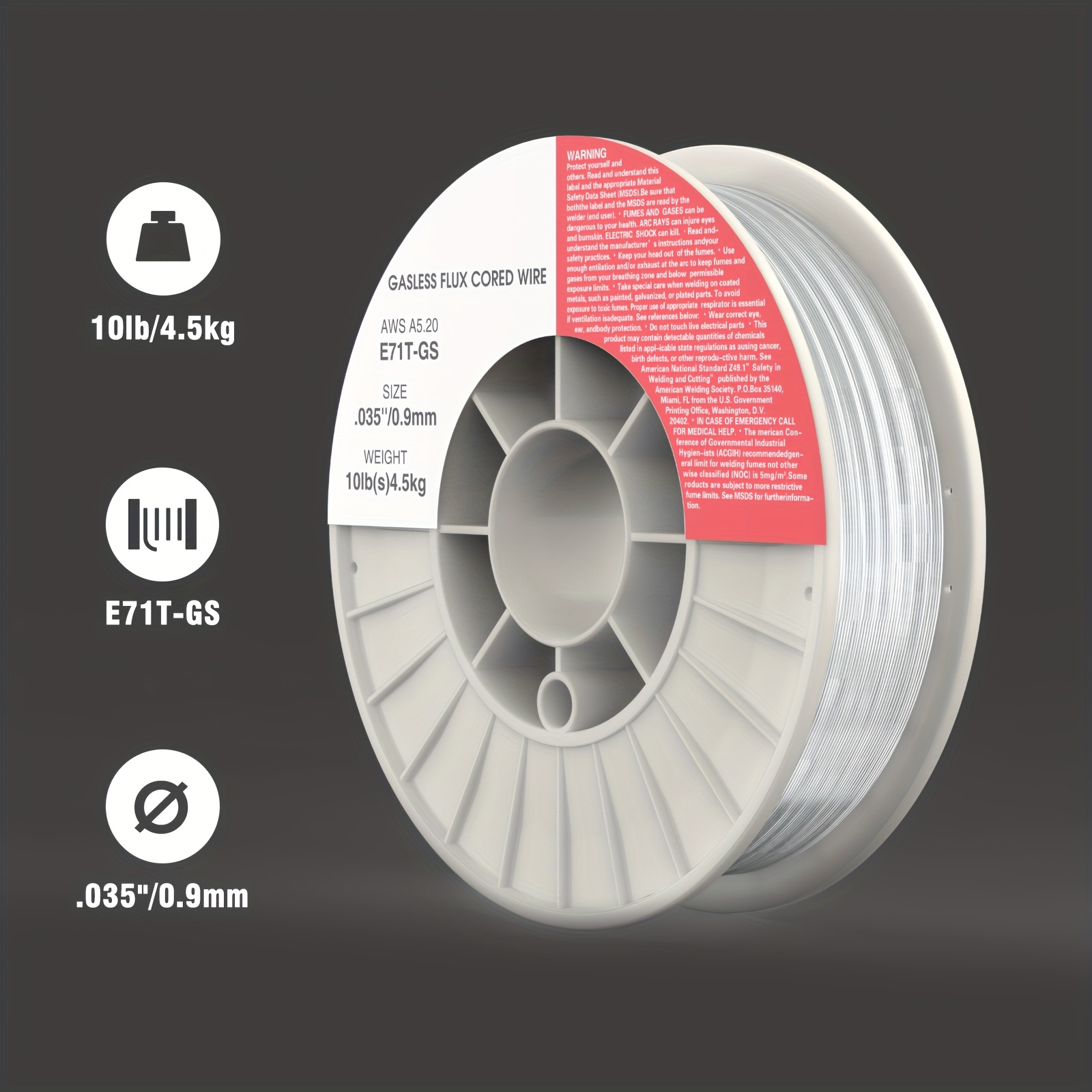 Yeswelder Flux Core Mig Wire, Mild Steel E71t-gs 030''/035''-diameter, 10-pound Plastic Spool Welding Wire