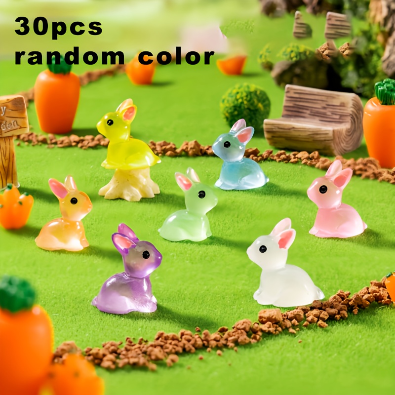 Image of 60/30pcs Assorted -the- Dolls - Luminous Resin Rabbit Models, Suitable For Garden, Party Decoration Accessories, Diy Crafts, Christmas Party Decorations And Gifts, Assorted Colors (random)