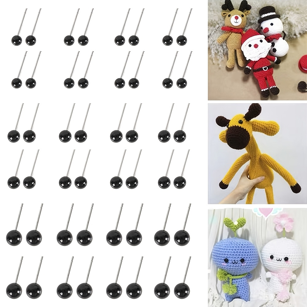 Image of 150pcs Diy Doll Eyes Material Needle Type Eyes Round Ball Eyes With Steel Needle Black Eye Combination