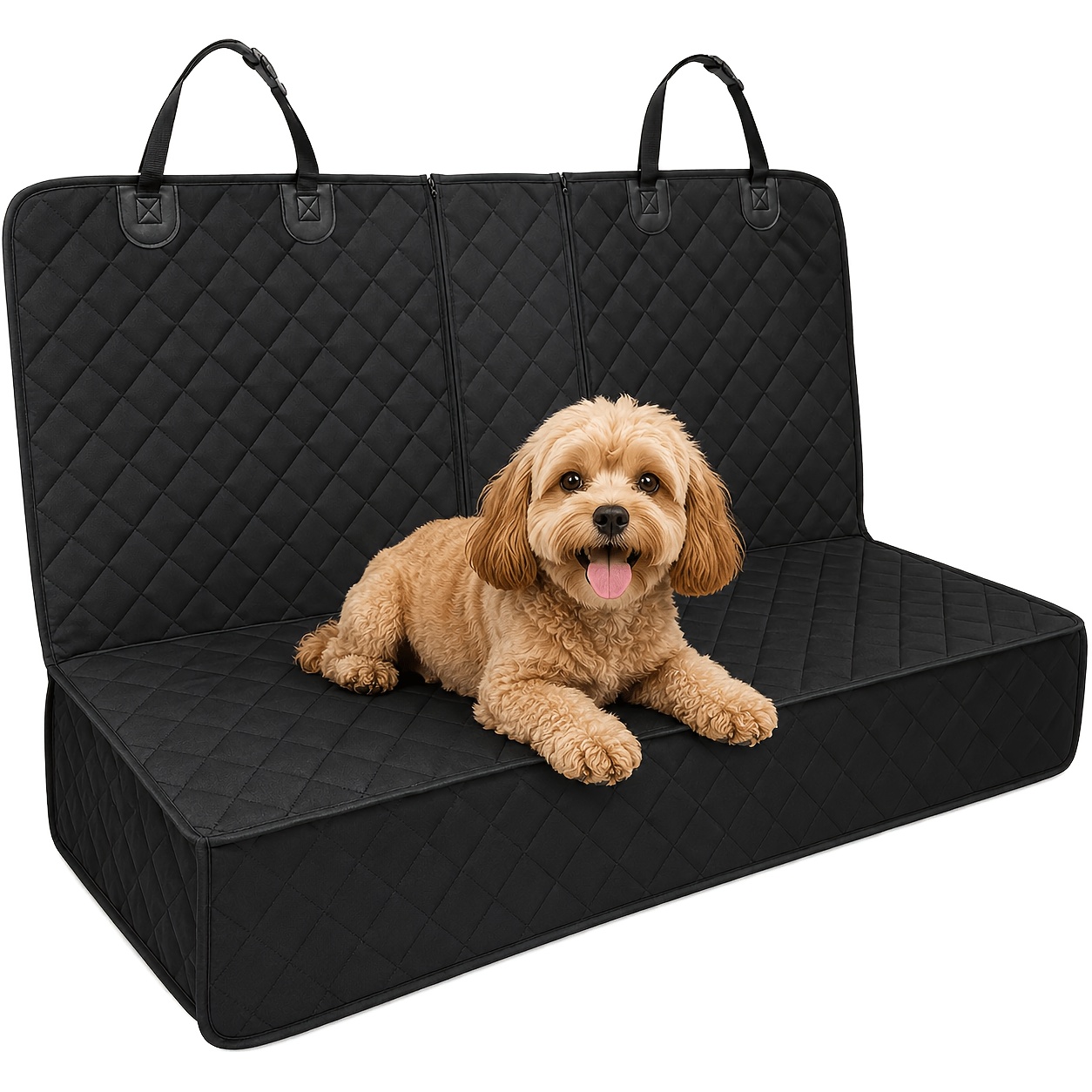 TEMU Dog Safety Seat Cover, Pet Seat Cover, And Non-slip Rear Seat Cover, Compatible With Center Seat Belts, Suitable For Most Sedans, Trucks, Suvs,