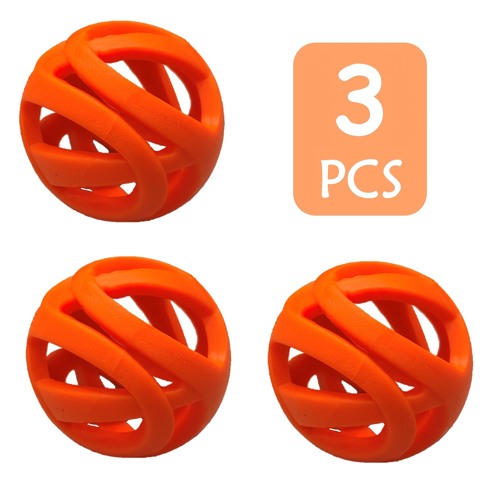 TEMU 3pcs Hollow Pet Balls - Interactive Dog Toy With Breathable Bouncing Design, Suitable For Outdoor Ball Retrieval Games, Water Floating Play, And