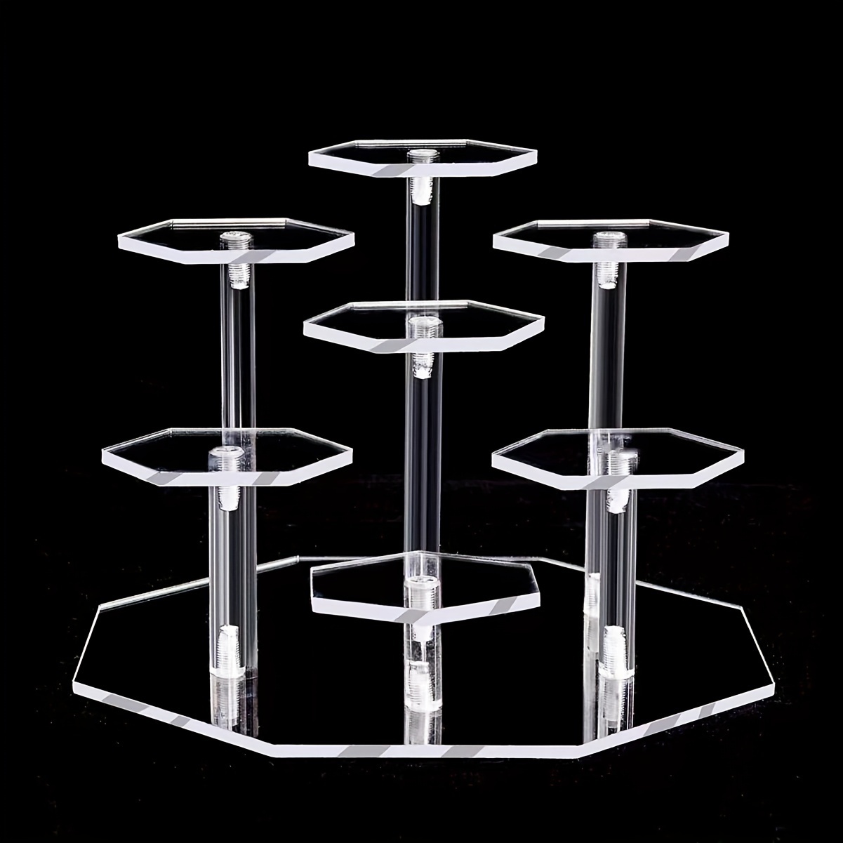 

Versatile Acrylic Display Stand - 3/4/7 Tier, Octagon & Round Shapes For Figurines, Cosmetics, Perfumes, Jewelry & Collectibles