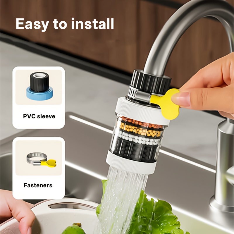 [Universal Kitchen Faucet] Musurjoy 1pc Universal Kitchen Faucet Filter Splash Proof Water Filter with Removable Cartridge for Easy Cleaning, Universal European & American Sink Faucet Adapter, Improves Water Taste & Clarity, Summer New Model