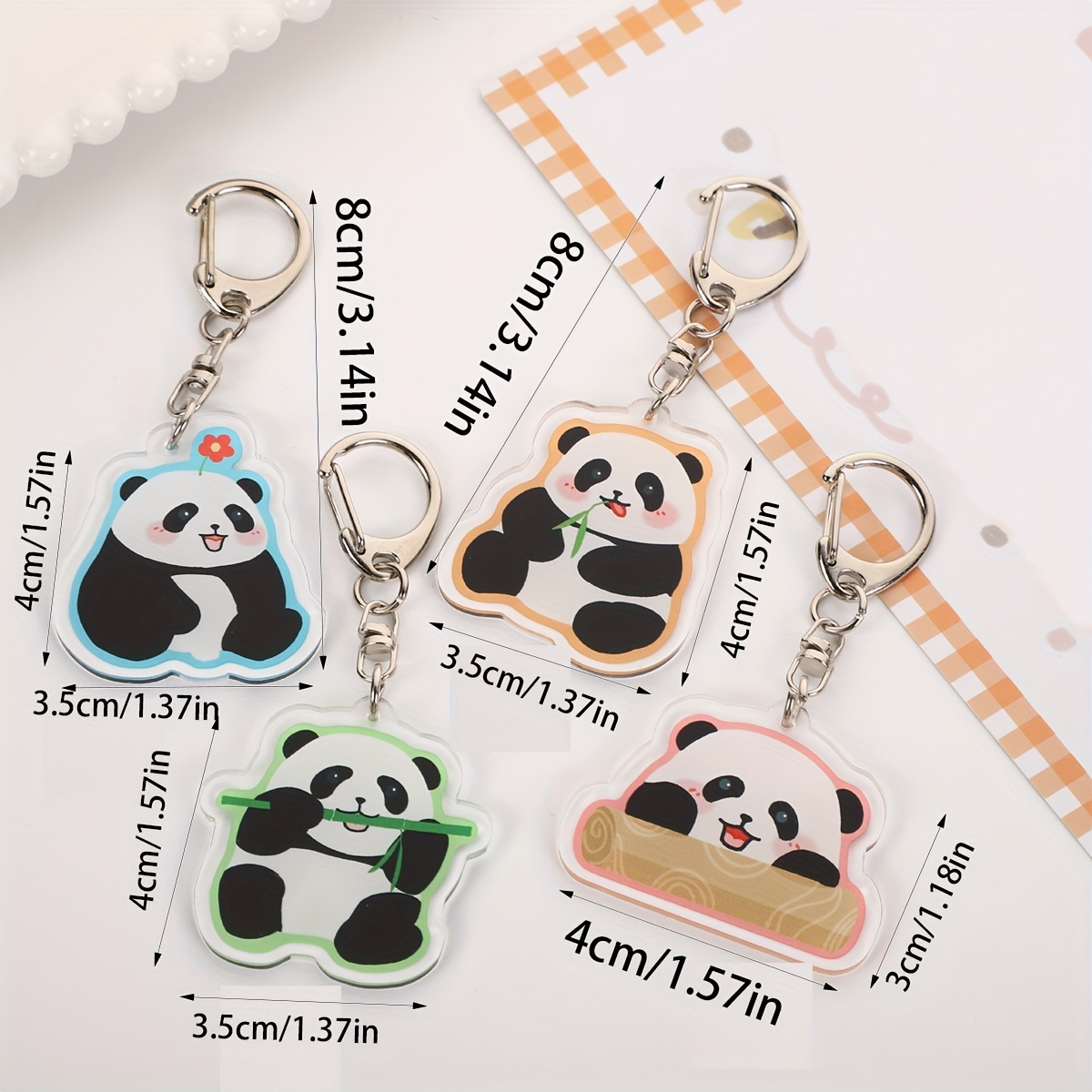 Cute Cartoon Panda Keychain Animal Acrylic Key Chain Ring - Temu Australia