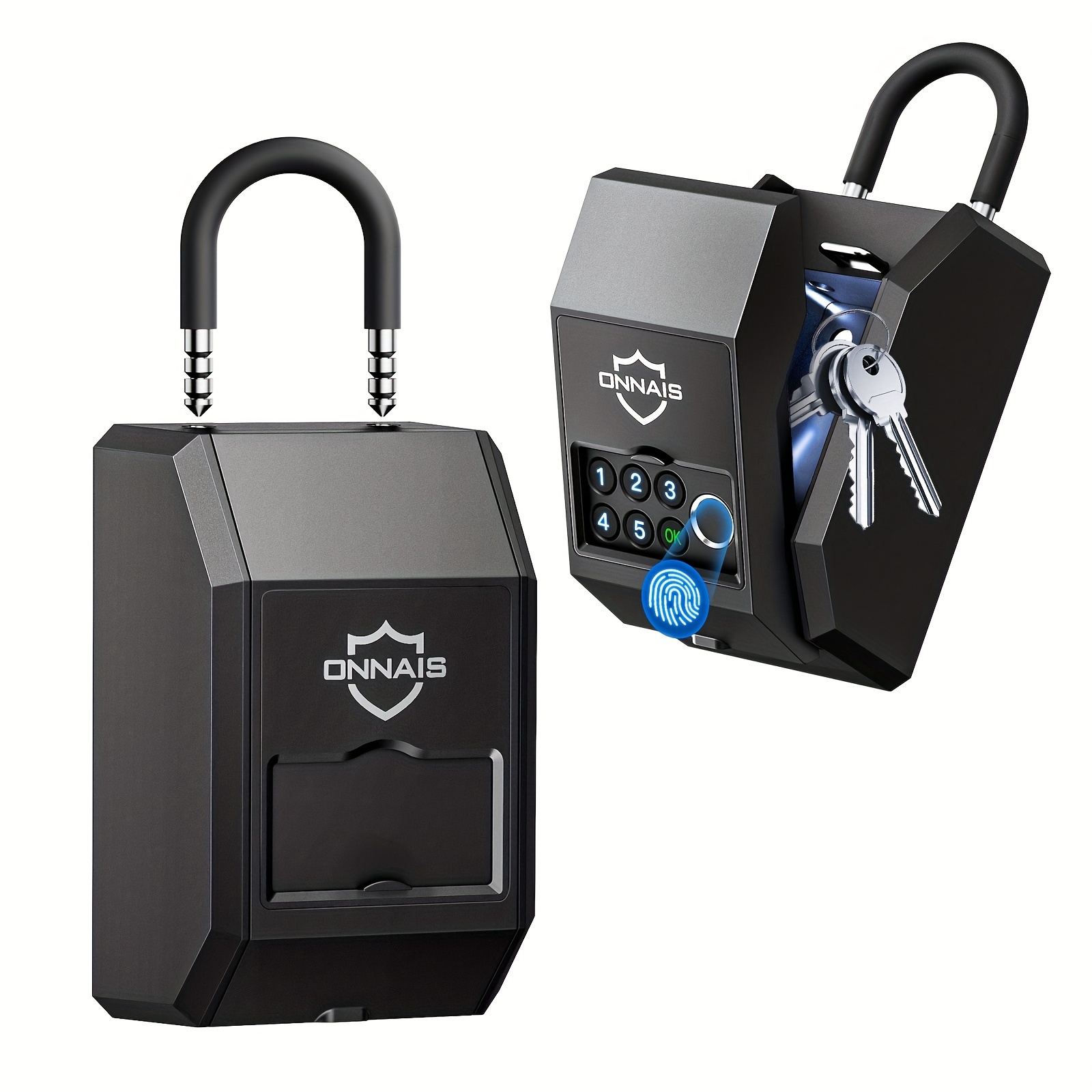 

Smart Key Lock Box, Fingerprint Recognition And Password Unlocking Protable Lockbox For Keys, Wall Mounted And Hanging Lock Box For Keys With Code, Weatherproof Key Holder Lock Box For Outside