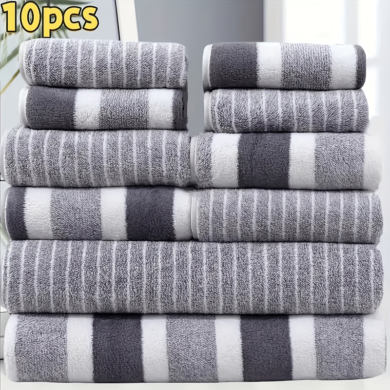 TEMU Juego de 10 toallas de baño , toallas de baño ultrasuaves con toallas de baño, toallas de y paños de , absorción, secado rápido y transpirables,