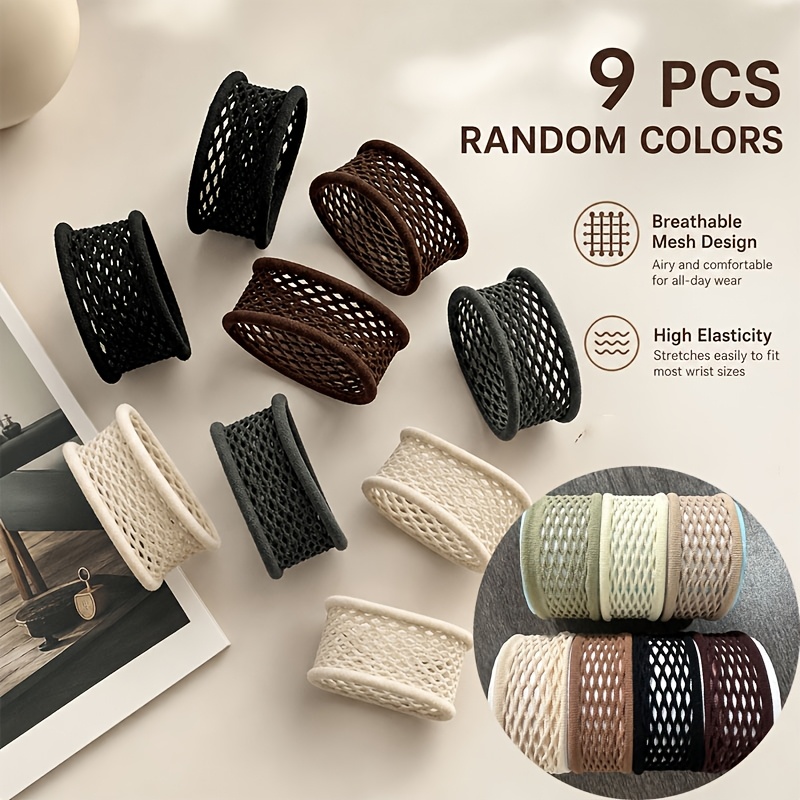 TEMU 9pcs High-elastic Non-slip Plastic Sleeve Covers Random Colors - Non-damaging Elbow Sleeves, Cuff Ruffle Fixed Straps, Armband Anti-slip Sleeve