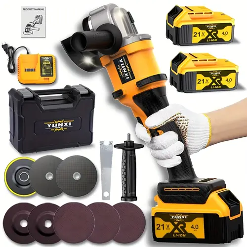 the 2025 brand new rechargeable angle grinder cordless polishing machine with two lithium ion batteries a fast charger and set of accessories making it versatile and
