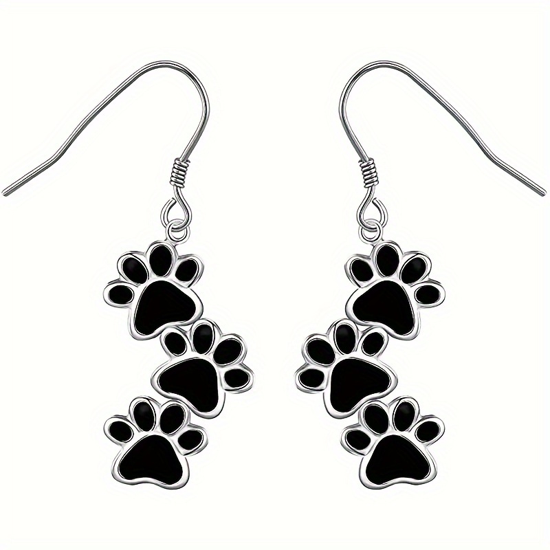 

Boucles d'Oreilles Pendantes en avec de Patte de Chien ou Chat, Bijoux Bohème Argentés, Cadeau Tendance pour Femmes