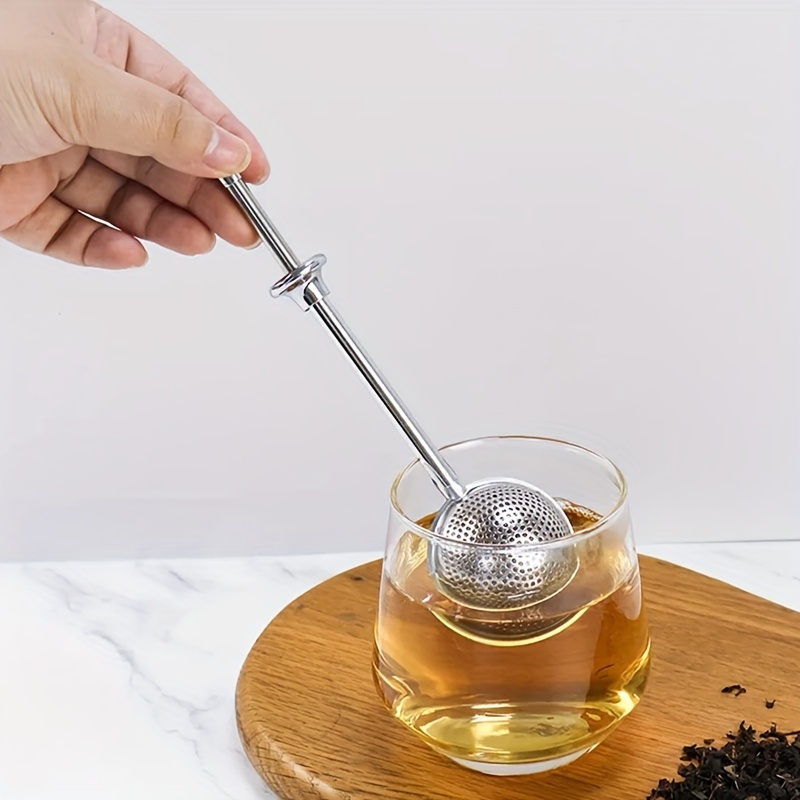 

Stainless Steel Tea Infuser With Long Handle - Telescopic Round Ball Design For Loose , Home & Restaurant Use, Ideal Gift For Holidays, Tea Filter, Stainless Steel, Telescopic, Kitchen Accessories