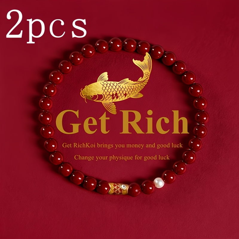 TEMU 2 bracelets Koi de , symbolisant et , parfaits comme cadeaux d'anniversaire et de fêtes pour les mères, amies et les grand-mères, améliorant du