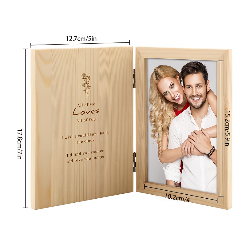 TEMU de escritorio de madera personalizable con cubierta de 180° - Ideal para fotos de 4x6, de amor personalizada, Regalo para , Idea de regalo